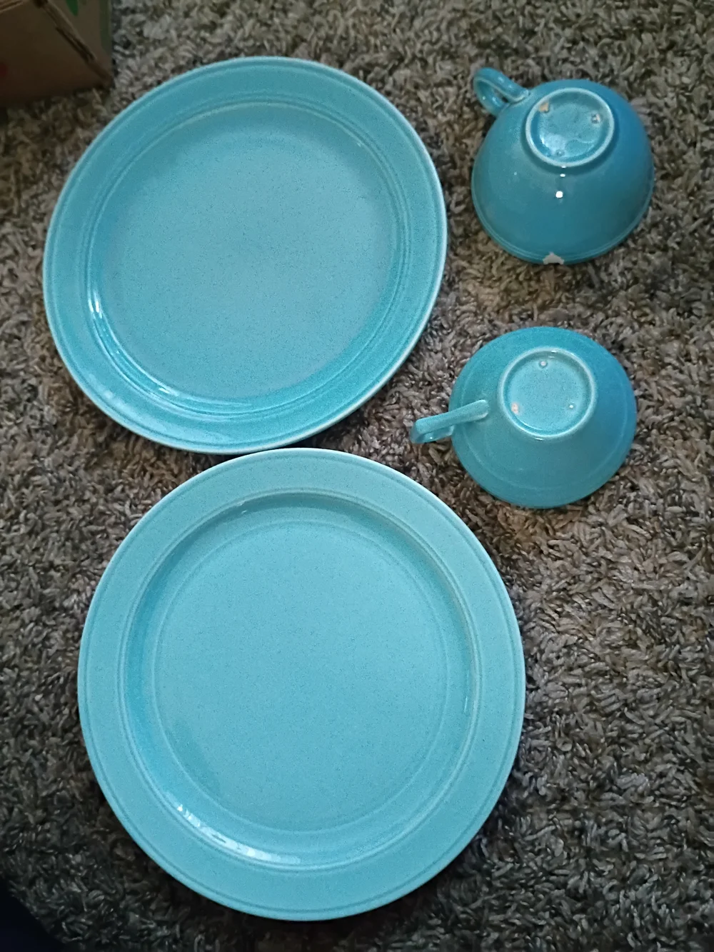 Vintage Early California Vernonware Ceramic Tea Cup and Plate Set - Light Blue